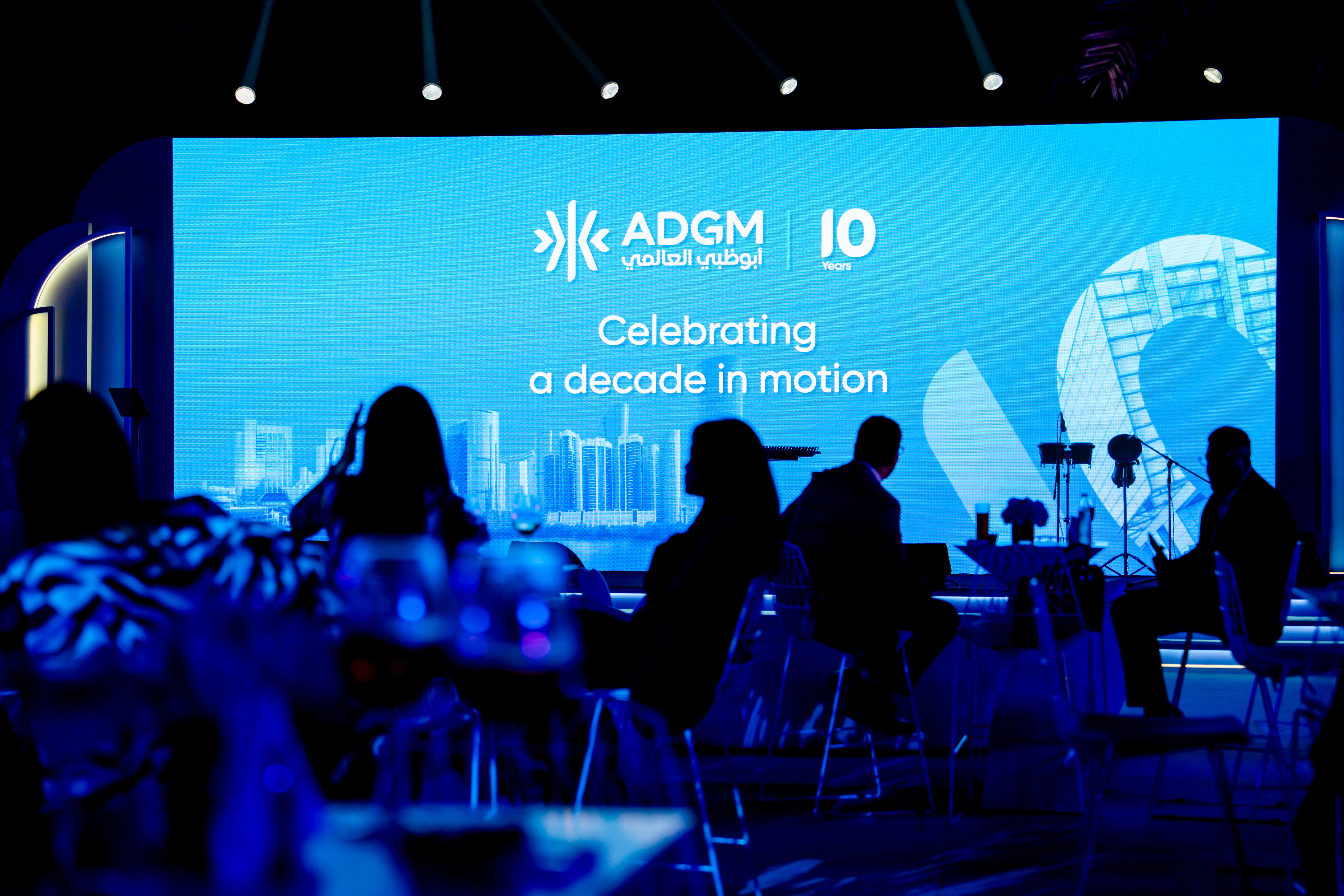 A decade of ADGM milestones brought to life through an illuminated timeline, live hospitality, entertainment and a synchronised outdoor finale for 500 guests.