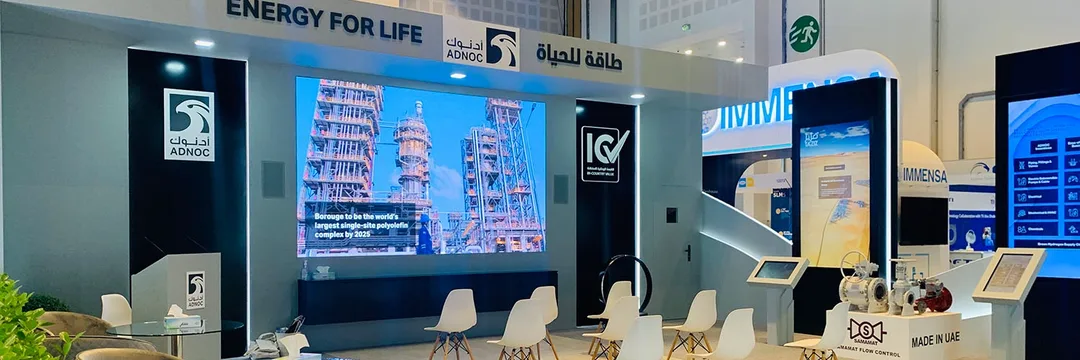 A focused ADNOC exhibition environment connecting offshore, digitalisation, smart manufacturing and decarbonisation through distinct content zones and integrated technology.
