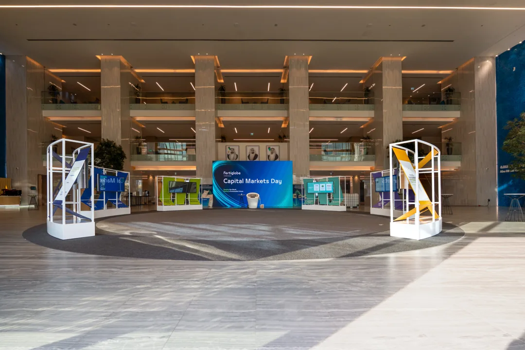 High-resolution LED video wall displaying real-time market data and growth charts