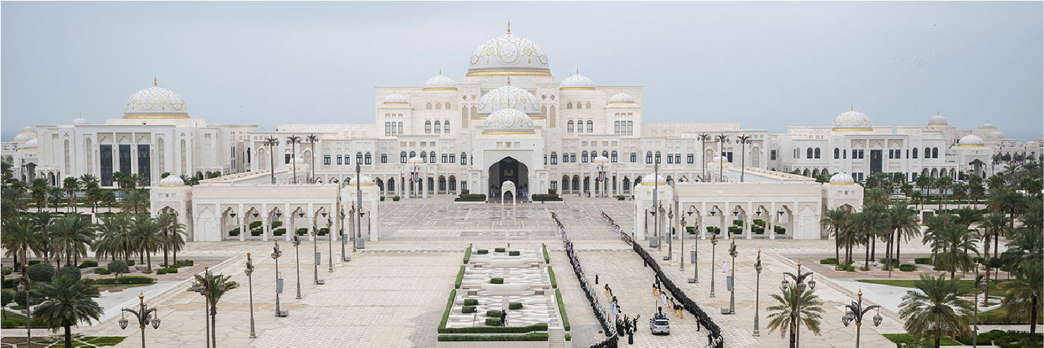 A discreet operational compound at Emirates Palace supported performers, horses and camels before the official ceremonial welcome at Qasr Al Watan.
